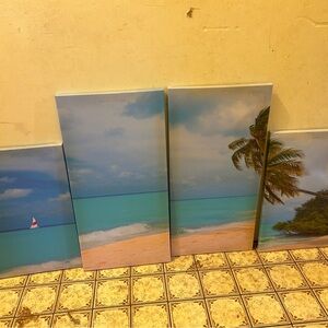 Tropical Beach Canvas Wall Art Set